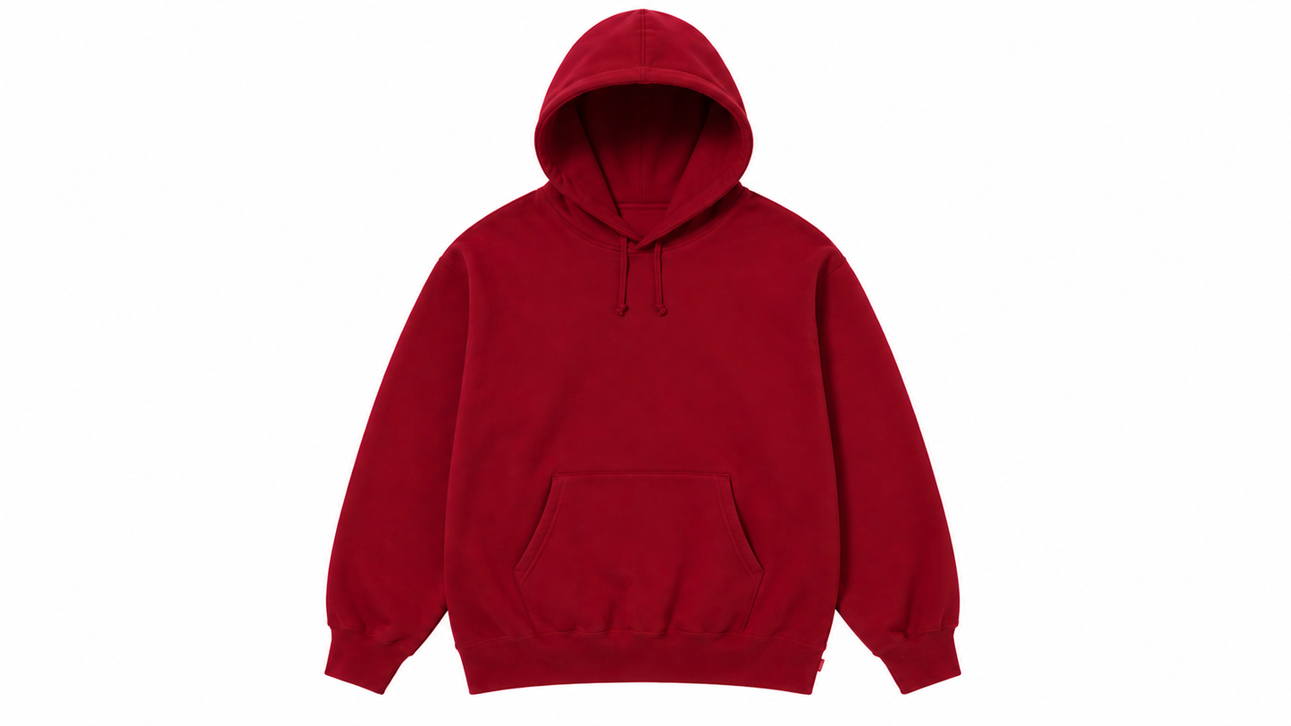 BIG Logo Hoodie Red — Oversized Streetwear Heavyweight Fleece